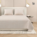 Dream Weaverz Cotton Super King Flat 220 TC Abstract 1 Bedsheet with 2 Pillow Covers (Light Beige)