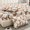 Dream Weaverz Polycotton King Fitted (Elastic) 260 TC Floral 1 Bedsheet (Brown-White)