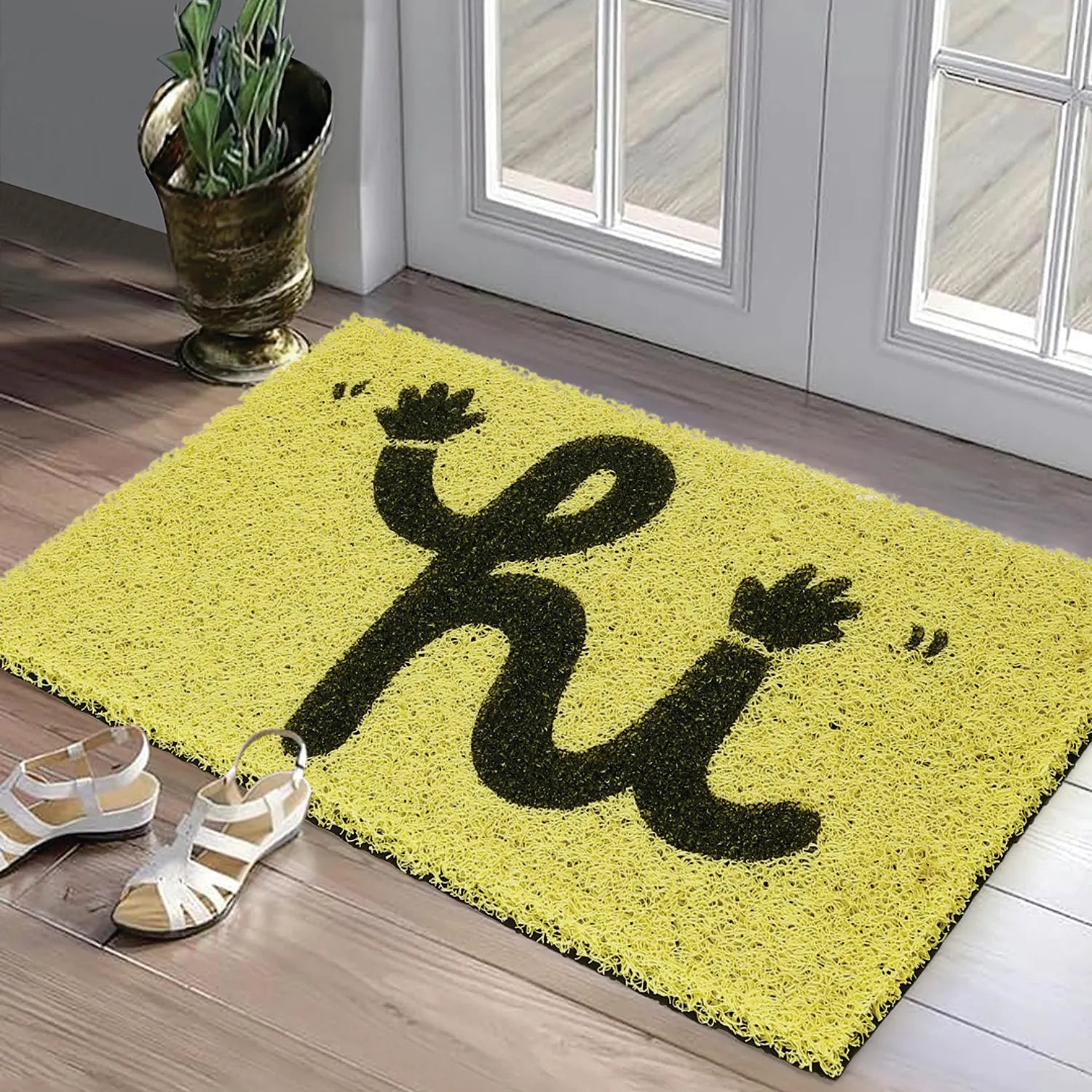 Dream Weaverz Rubber Door Mat (Yellow, Medium)