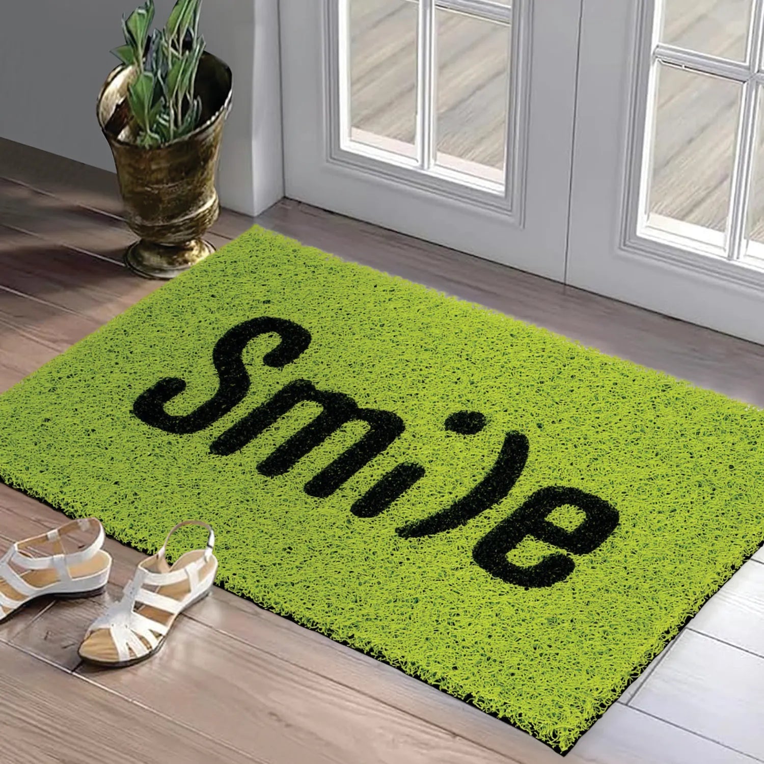 Dream Weaverz Rubber Door Mat (Green, Medium)