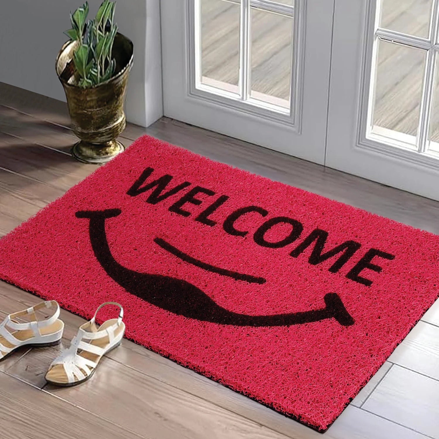 Dream Weaverz Rubber Door Mat (Pink, Medium)