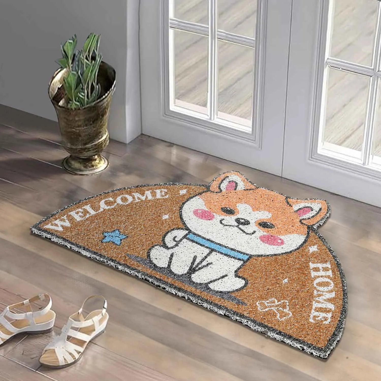 Dream Weaverz Rubber Door Mat (Brown, Medium)