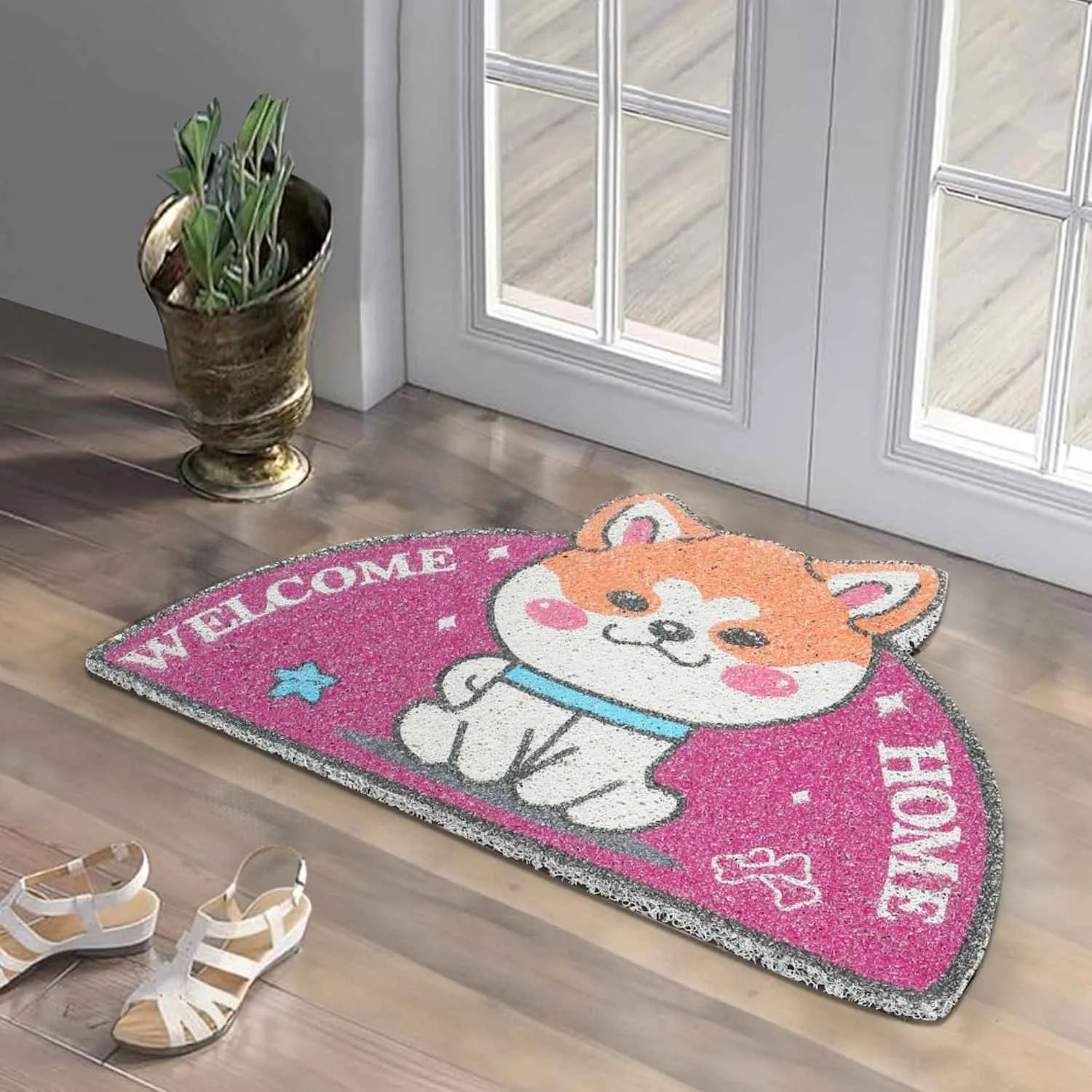Dream Weaverz Rubber Door Mat (Pink, Medium)