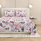 Dream Weaverz Cotton Super King Flat 220 TC Abstract 1 Bedsheet with 2 Pillow Covers (White-Peach)