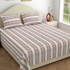 Dream Weaverz Cotton Super King Flat 220 TC Abstract 1 Bedsheet with 2 Pillow Covers (Multicolor)