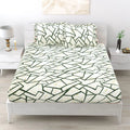 Dream Weaverz Polycotton King Fitted (Elastic) 260 TC Abstract 1 Bedsheet with 2 Pillow Covers (Cream-Green)