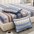 Dream Weaverz Polycotton King Fitted (Elastic) 260 TC Floral 1 Bedsheet with 2 Pillow Covers (Beige-Blue)