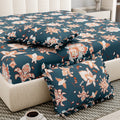 Dream Weaverz Polycotton King Fitted (Elastic) 260 TC Floral 1 Bedsheet with 2 Pillow Covers (Dark Green -Beige)