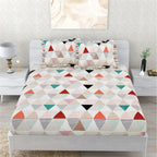 Dream Weaverz Polycotton Double Fitted (Elastic) 260 TC Abstract 1 Bedsheet with 2 Pillow Covers (Multicolor)
