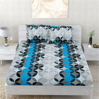 Dream Weaverz Polycotton Double Fitted (Elastic) 260 TC Abstract 1 Bedsheet with 2 Pillow Covers (Grey)