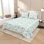 Dream Weaverz Cotton Super King Flat 220 TC Abstract 1 Bedsheet with 2 Pillow Covers (Multicolor)