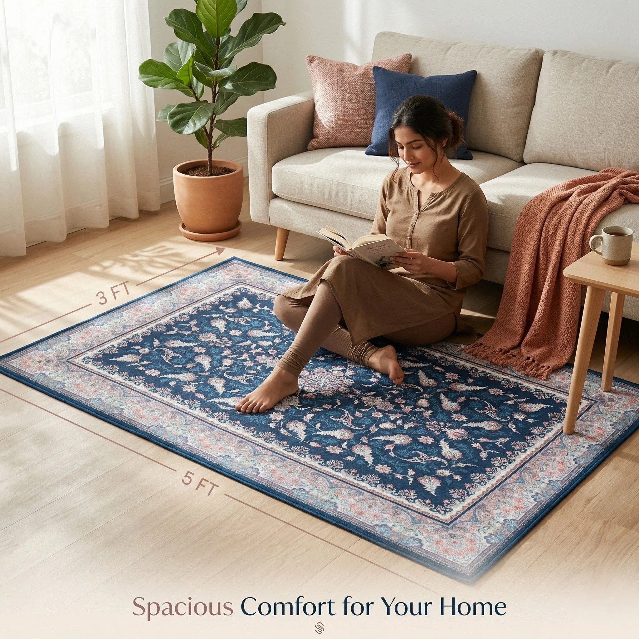 Dream Weaverz 91.44 cm  X 152.4 cm Silk Carpet (Rectangle, Blue)
