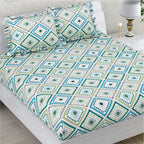 Dream Weaverz Polycotton Double Fitted (Elastic) 260 TC Abstract 1 Bedsheet with 2 Pillow Covers (Multicolor)