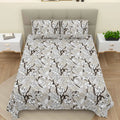 Dream Weaverz Cotton Super King Flat 220 TC Printed 1 Bedsheet with 2 Pillow Covers (Dark Grey)
