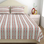 Dream Weaverz Cotton Super King Flat 220 TC Abstract 1 Bedsheet with 2 Pillow Covers (Multicolor)