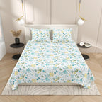 Dream Weaverz Cotton Super King Flat 220 TC Abstract 1 Bedsheet with 2 Pillow Covers (Multicolor)
