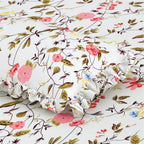 Dream Weaverz Polycotton Double Fitted (Elastic) 260 TC Floral 1 Bedsheet with 2 Pillow Covers (White)
