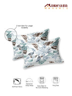 Dream Weaverz Cotton Super King Flat 220 TC Abstract 1 Bedsheet with 2 Pillow Covers (White-blue)