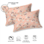 Dream Weaverz Cotton Super King Flat 220 TC Floral 1 Bedsheet with 2 Pillow Covers (Orange)