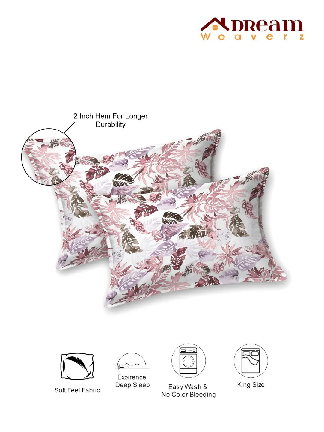 Dream Weaverz Cotton Super King Flat 220 TC Abstract 1 Bedsheet with 2 Pillow Covers (White-Peach)