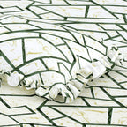Dream Weaverz Polycotton King Fitted (Elastic) 260 TC Abstract 1 Bedsheet with 2 Pillow Covers (Cream-Green)