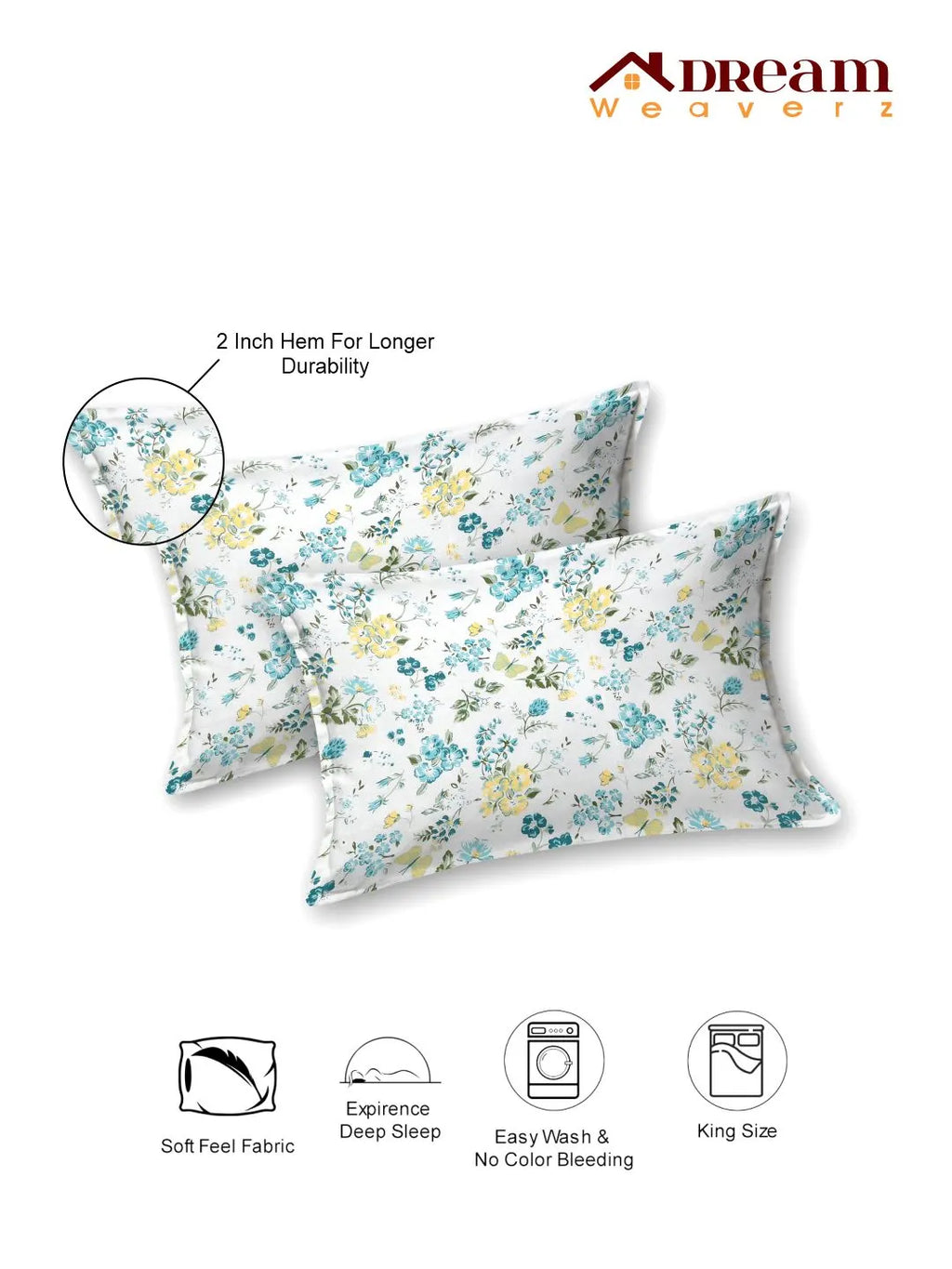 Dream Weaverz Cotton Super King Flat 220 TC Abstract 1 Bedsheet with 2 Pillow Covers (Multicolor)