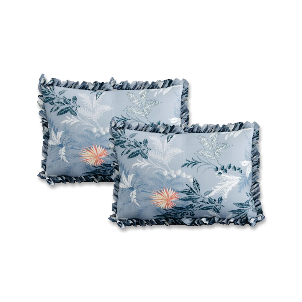 Dream Weaverz Polycotton King Fitted (Elastic) 260 TC Floral 1 Bedsheet with 2 Pillow Covers (Dark Grey-Orange)