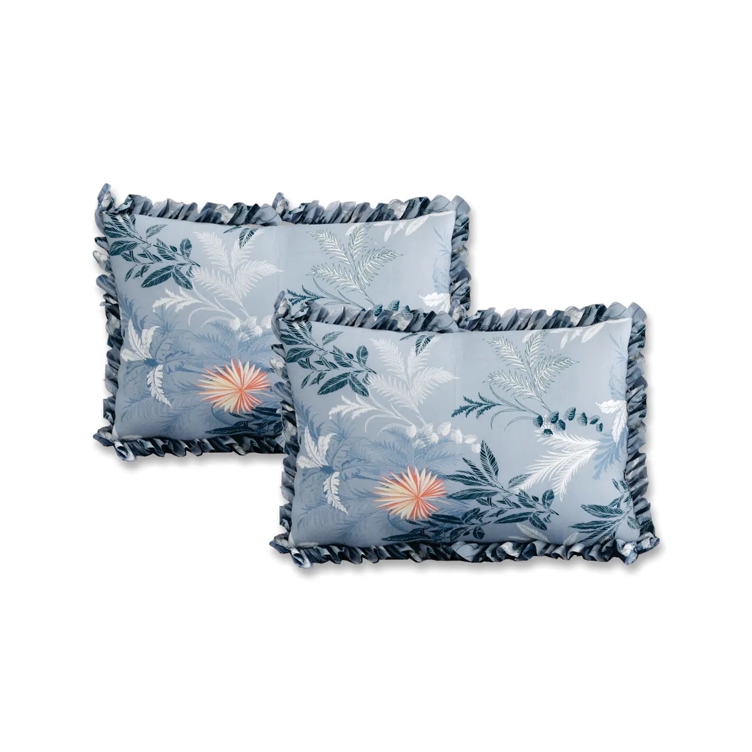 Dream Weaverz Polycotton King Fitted (Elastic) 260 TC Floral 1 Bedsheet with 2 Pillow Covers (Dark Grey-Orange)