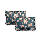 Dream Weaverz Polycotton King Fitted (Elastic) 260 TC Floral 1 Bedsheet with 2 Pillow Covers (Dark Green -Beige)