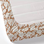 Dream Weaverz Polycotton King Fitted (Elastic) 260 TC Floral 1 Bedsheet (Brown-White)
