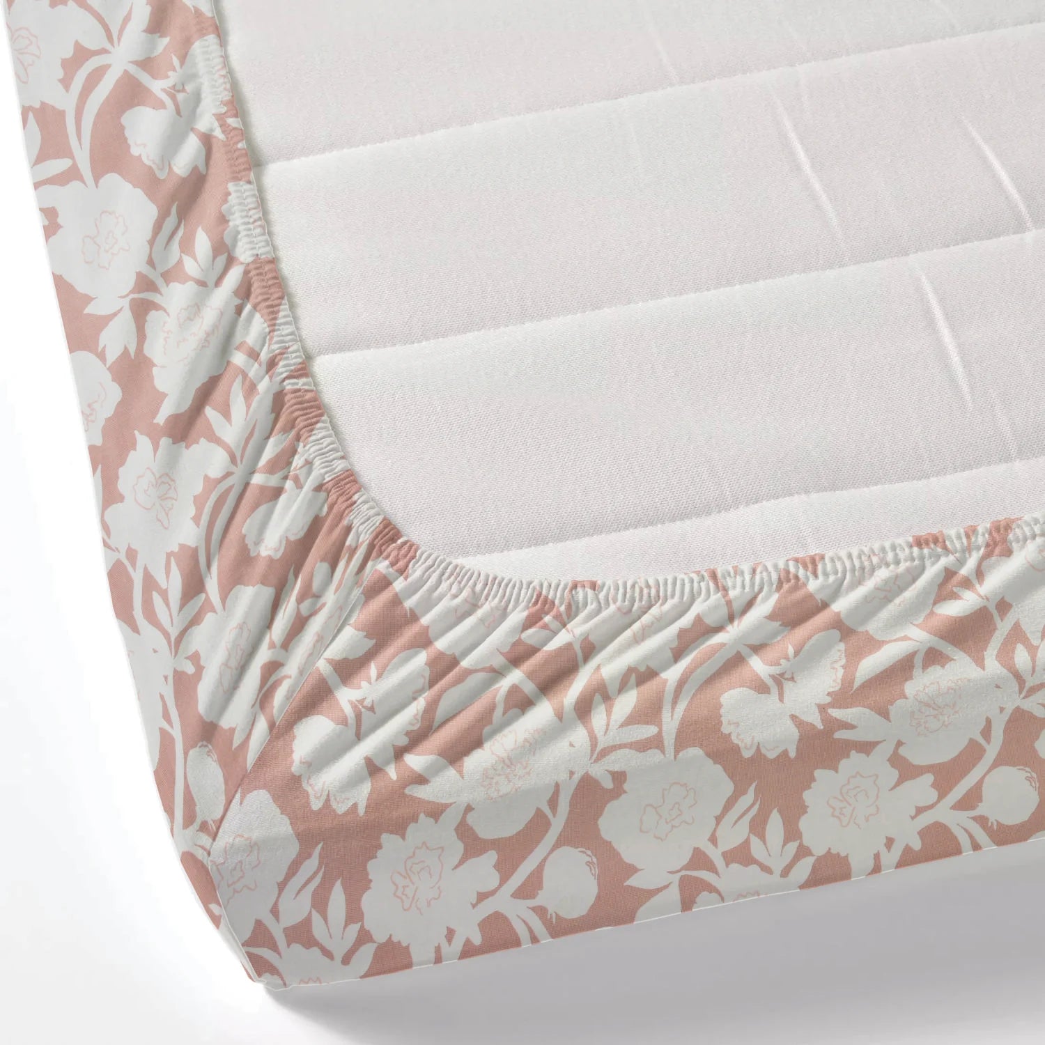 Dream Weaverz Polycotton King Fitted (Elastic) 260 TC Floral 1 Bedsheet (Peach-White)