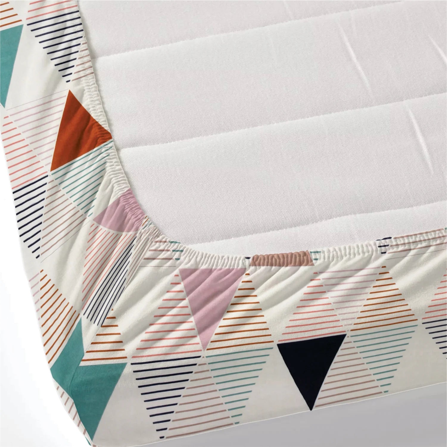 Dream Weaverz Polycotton Double Fitted (Elastic) 260 TC Abstract 1 Bedsheet with 2 Pillow Covers (Multicolor)