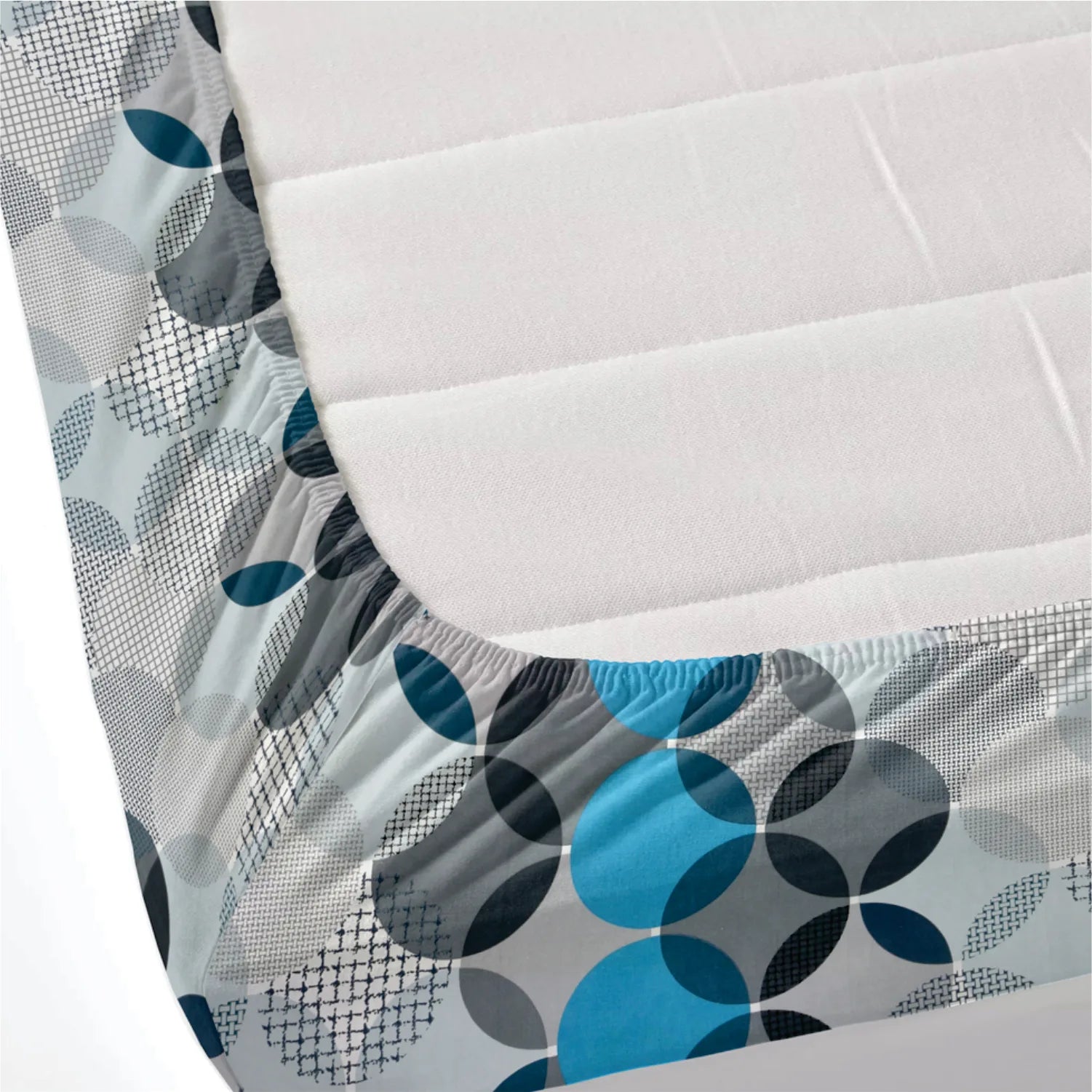 Dream Weaverz Polycotton Double Fitted (Elastic) 260 TC Abstract 1 Bedsheet with 2 Pillow Covers (Grey)