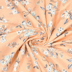 Dream Weaverz Cotton Super King Flat 220 TC Floral 1 Bedsheet with 2 Pillow Covers (Peach-Grey)