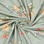 Dream Weaverz Cotton Super King Flat 220 TC Floral 1 Bedsheet with 2 Pillow Covers (Dark Green)