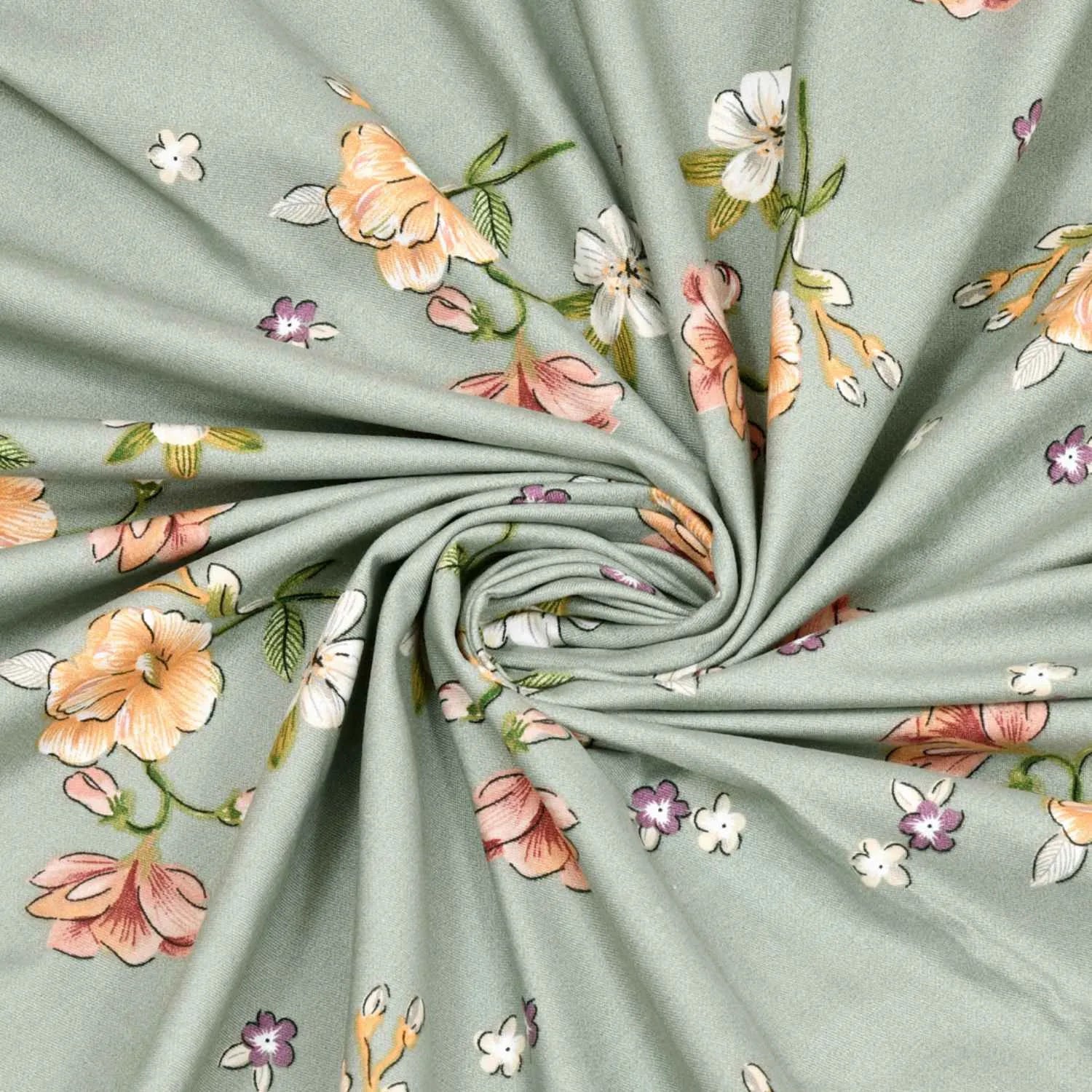 Dream Weaverz Cotton Super King Flat 220 TC Floral 1 Bedsheet with 2 Pillow Covers (Dark Green)