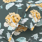 Dream Weaverz Cotton Super King Flat 220 TC Floral 1 Bedsheet with 2 Pillow Covers (Dark Green-Yellow)