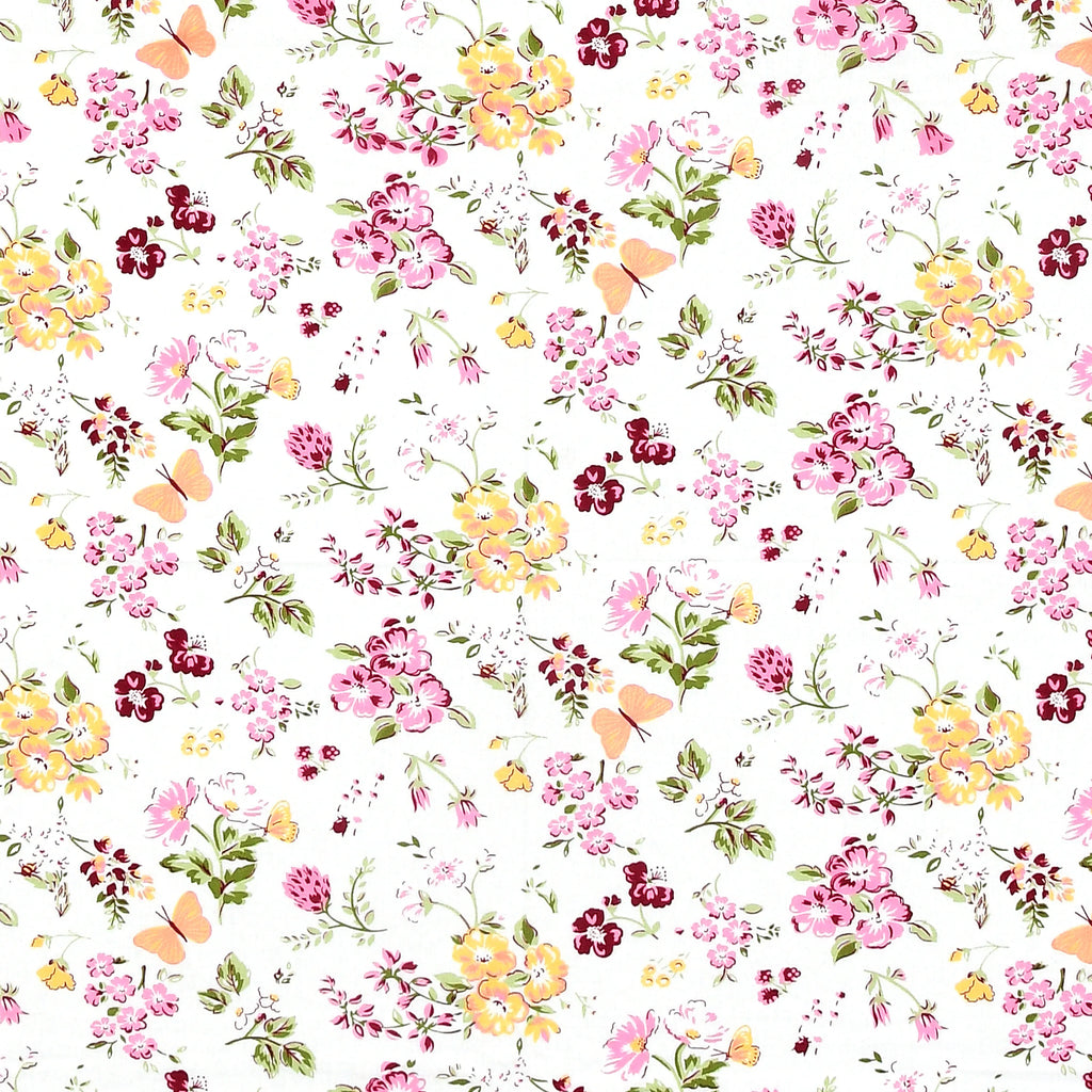 Dream Weaverz Cotton Super King Flat 220 TC Floral 1 Bedsheet with 2 Pillow Covers (White-Pink)