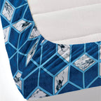 Dream Weaverz Polycotton King Fitted (Elastic) 260 TC Abstract 1 Bedsheet with 2 Pillow Covers (Blue-White)