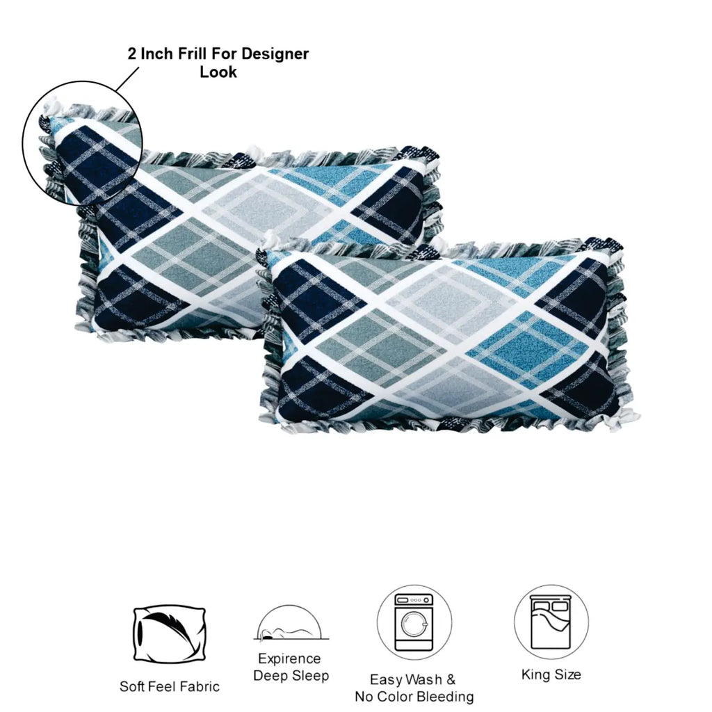 Dream Weaverz Polycotton King Fitted (Elastic) 260 TC Abstract 1 Bedsheet with 2 Pillow Covers (Grey-Green)