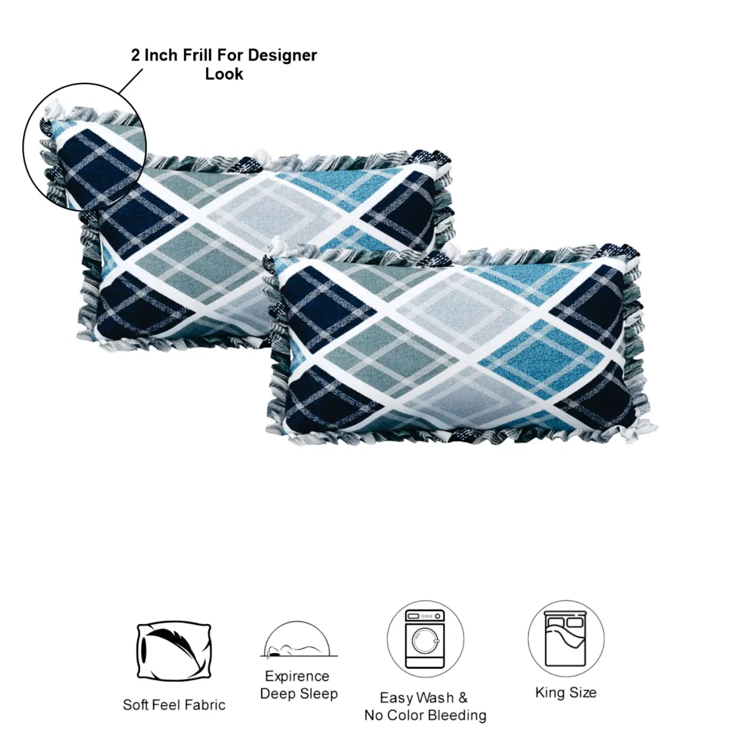 Dream Weaverz Polycotton King Fitted (Elastic) 260 TC Abstract 1 Bedsheet with 2 Pillow Covers (Grey-Green)