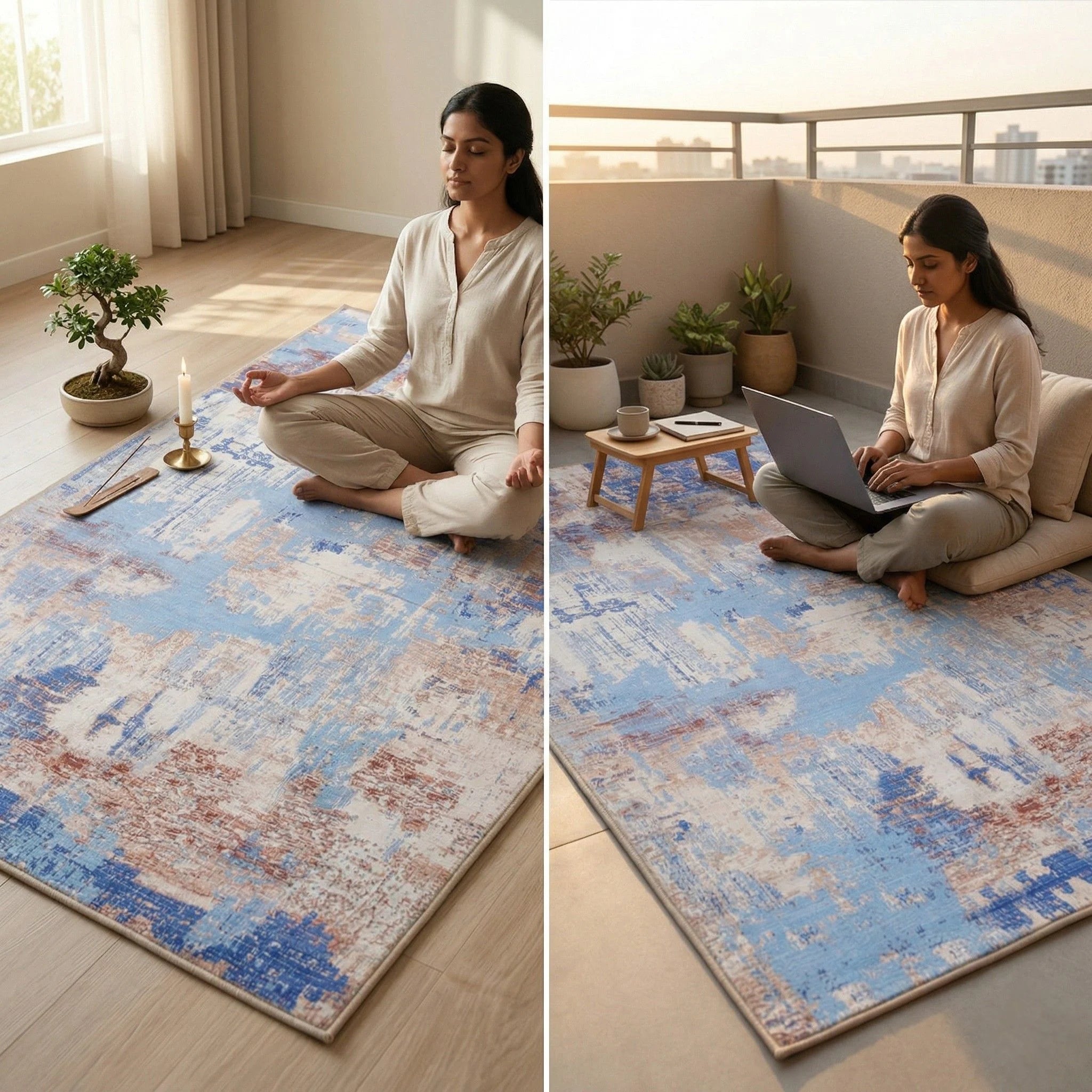 Dream Weaverz 91.44 cm  X 152.4 cm Silk Carpet (Rectangle, Blue)