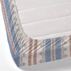 Dream Weaverz Polycotton King Fitted (Elastic) 260 TC Floral 1 Bedsheet with 2 Pillow Covers (Beige-Blue)