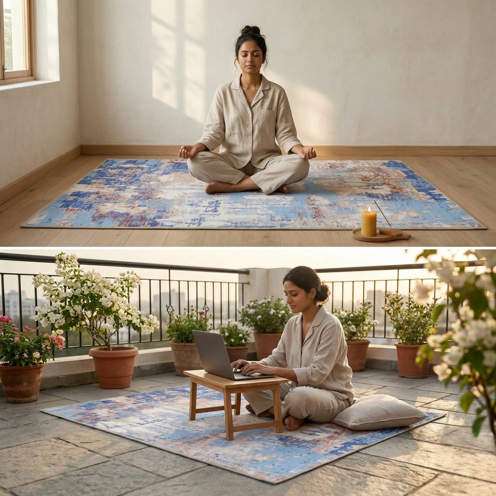 Dream Weaverz 121.92 cm  X 182.88 cm Silk Carpet (Rectangle, Blue)