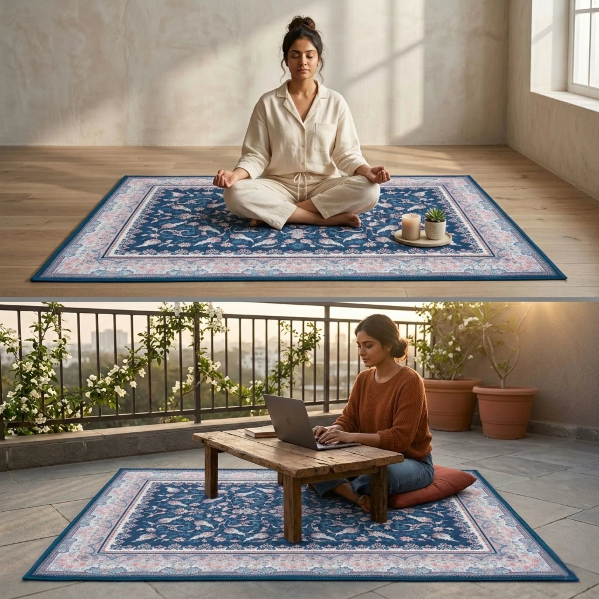 Dream Weaverz 121.92 cm  X 182.88 cm Silk Carpet (Rectangle, Blue)