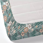 Dream Weaverz Polycotton King Fitted (Elastic) 260 TC Floral 1 Bedsheet (Green-Brown)