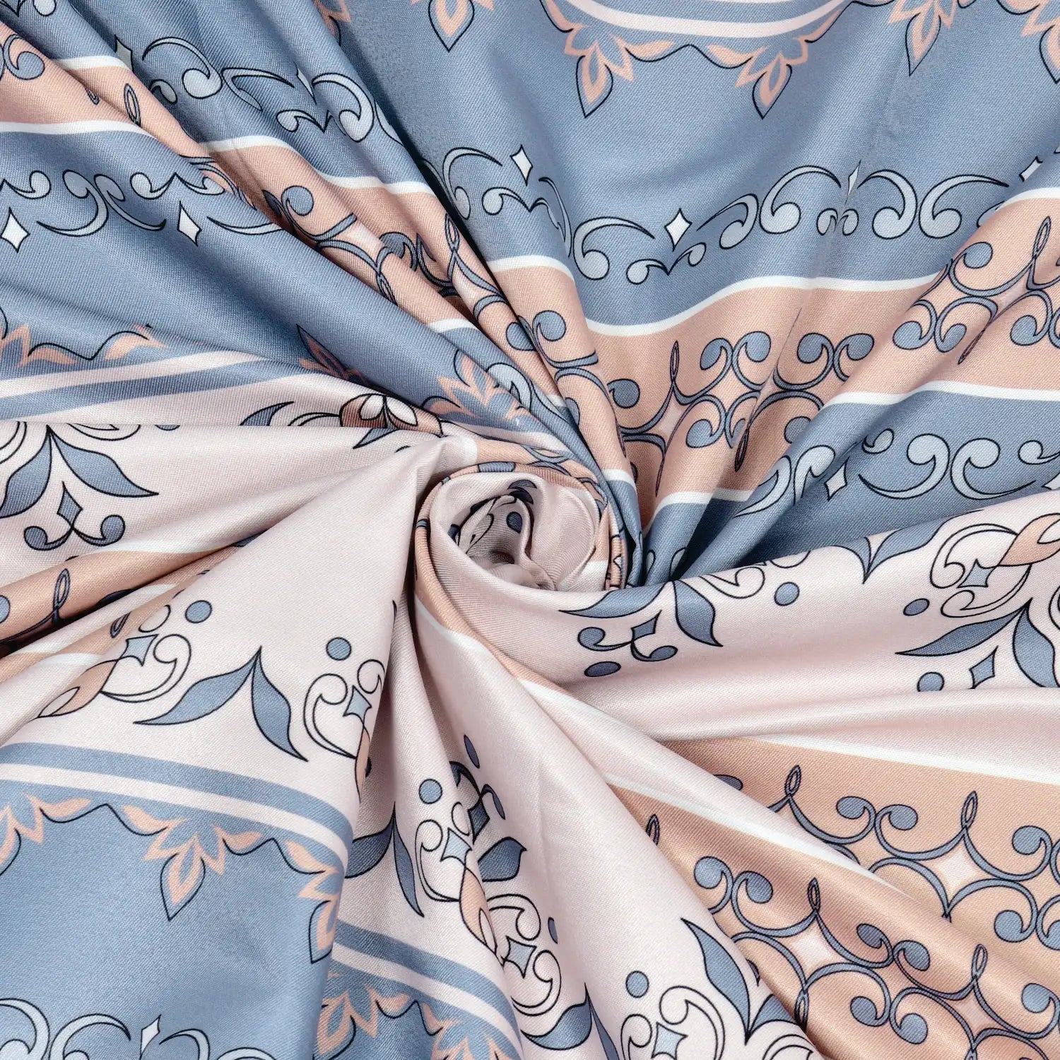 Dream Weaverz Polycotton King Fitted (Elastic) 260 TC Floral 1 Bedsheet with 2 Pillow Covers (Beige-Blue)