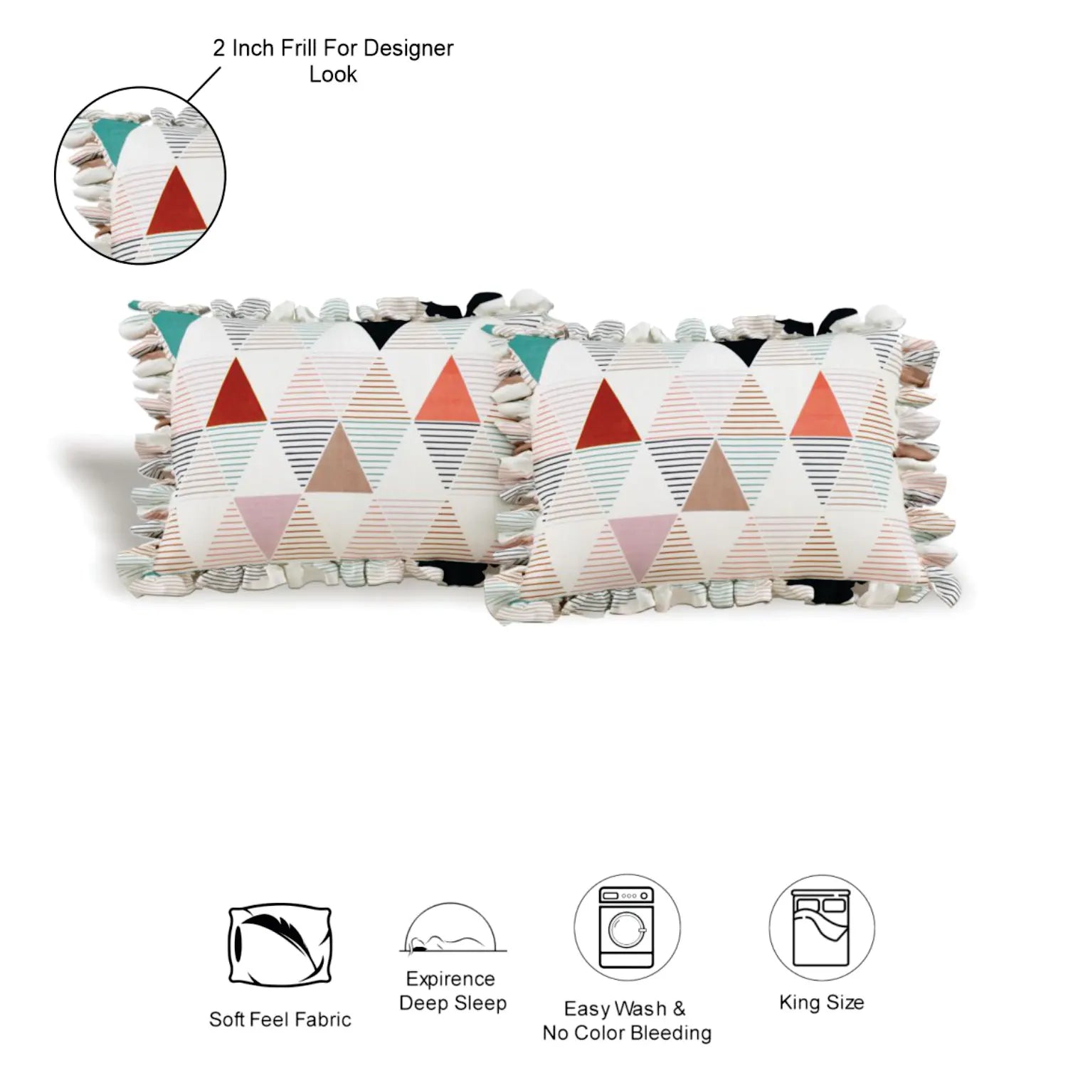 Dream Weaverz Polycotton Double Fitted (Elastic) 260 TC Abstract 1 Bedsheet with 2 Pillow Covers (Multicolor)