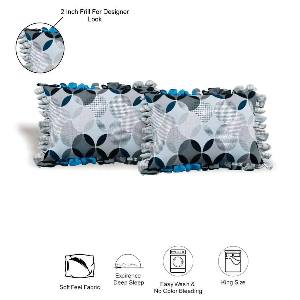 Dream Weaverz Polycotton Double Fitted (Elastic) 260 TC Abstract 1 Bedsheet with 2 Pillow Covers (Grey)