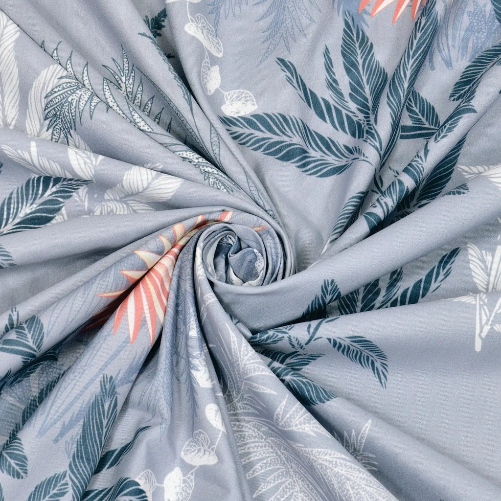 Dream Weaverz Polycotton King Fitted (Elastic) 260 TC Floral 1 Bedsheet with 2 Pillow Covers (Dark Grey-Orange)